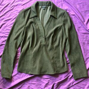 BCBG Max Azria Vintage Ultrasuede Hunter Green Top and Skirt